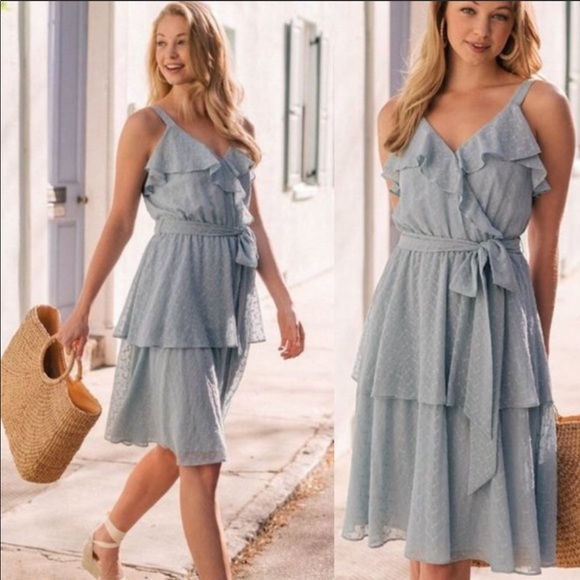 Gal Meets Glam Dresses & Skirts - Gal Meets Glam Collection Blue Helena Ruffle Dress